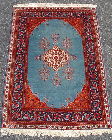 Appraisal: COLORFUL HAND TIED ORIENTAL CARPET Approx ' '' x '