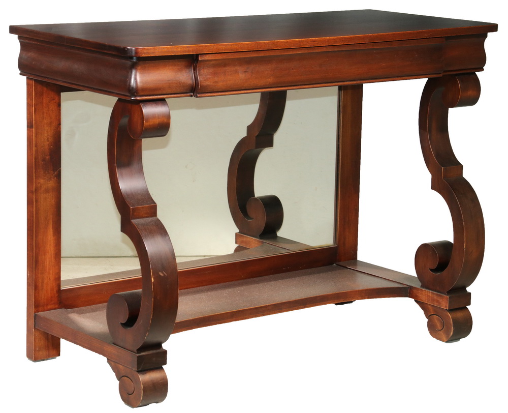 Appraisal: MAHOGANY CONSOLE TABLE Early th c Custom Empire Style Mahogany