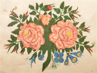 Appraisal: PA Late th Century Floral Watercolor Drawing Pennsylvania Late th