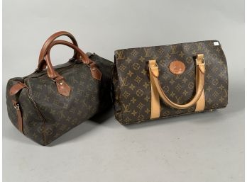 Appraisal: Two Louis Vuitton style reproduction bags including a double handled