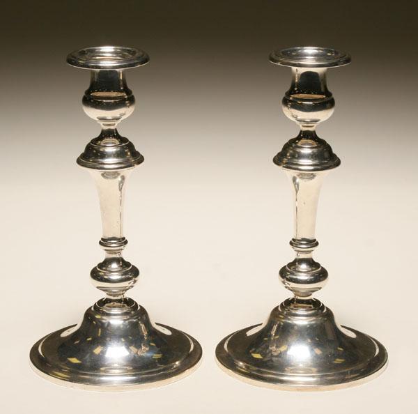 Appraisal: Pair of Wallace sterling silver candlesticks tapered stem on weighted