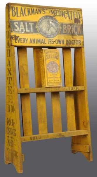 Appraisal: Blackman's Medicated Salt Wooden Display Rack Description Includes one boxed