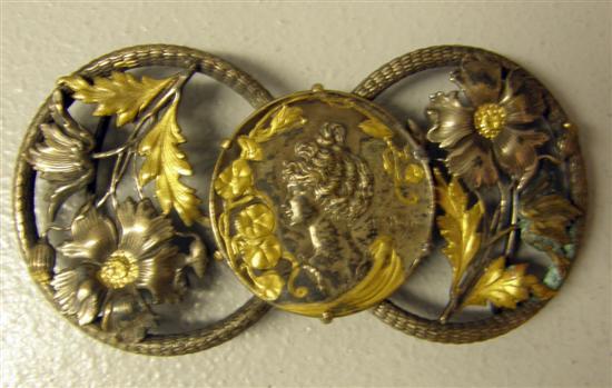 Appraisal: Art Nouveau silvered and gilt metal buckle signed P Bok