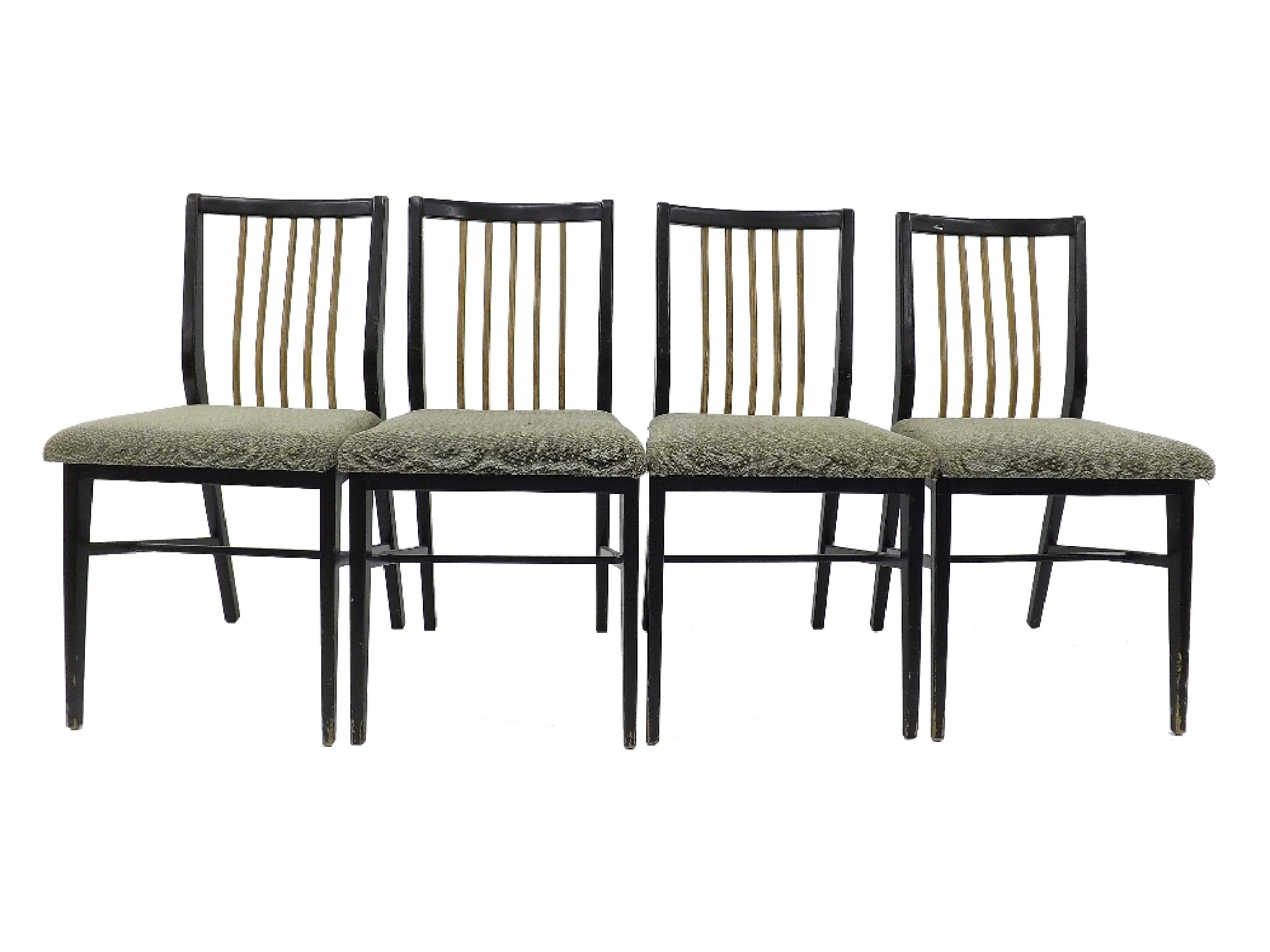 Appraisal: s walnut and ebonised drop leaf dining table and chairs