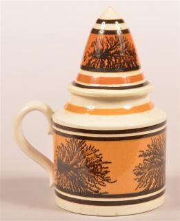 Appraisal: Seaweed Mocha Decorated Dry Mustard Pot Seaweed Mocha Decorated Creamware