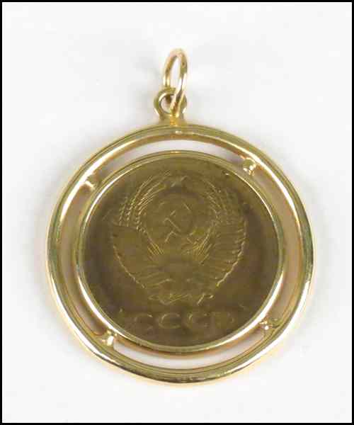 Appraisal: RUSSIAN COIN PENDANT Mounted in karat yellow gold Condition No