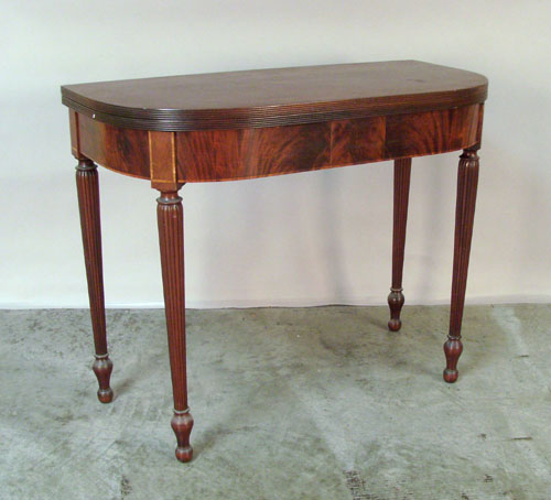 Appraisal: Sheraton style mahogany card table h w