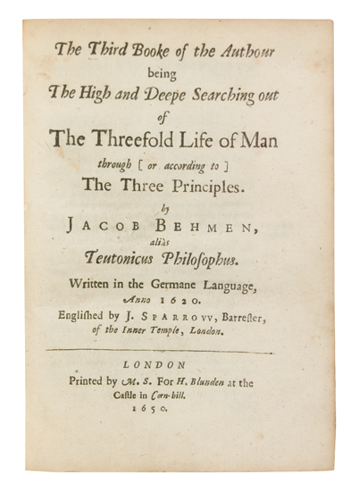 Appraisal: B HME JACOB The Third Booke of the Authour being