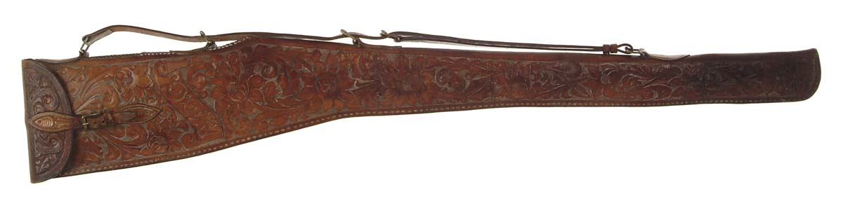 Appraisal: S D MYRES TOOLED LEATHER SHOTGUN CASE Very fine leather