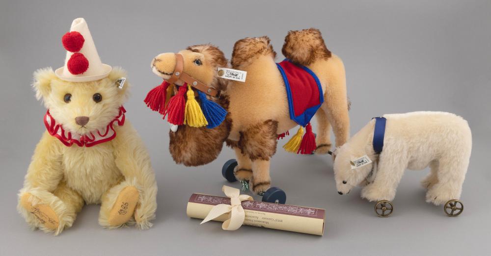 Appraisal: THREE STEIFF CIRCUS ANIMALS IN BOXES Germany th Century camel