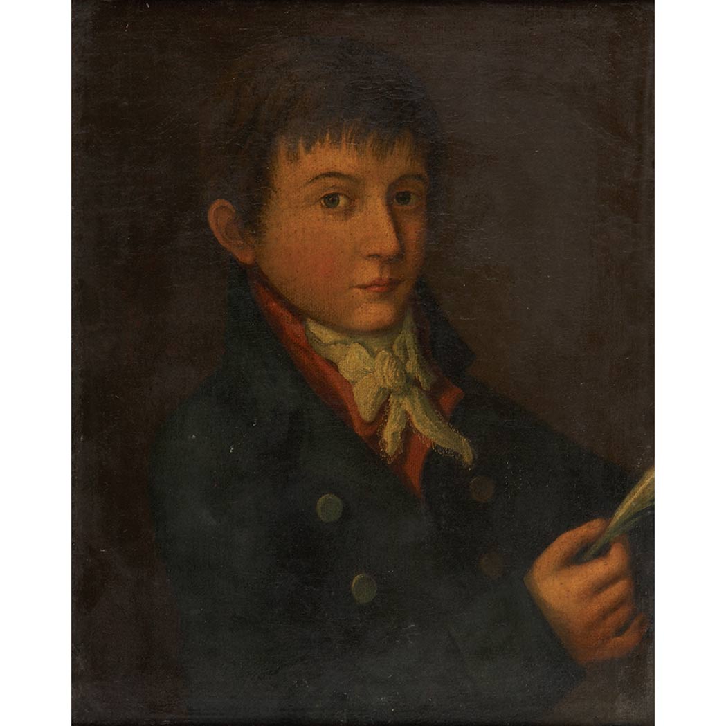 Appraisal: English School th Century Portrait of a Boy Holding a