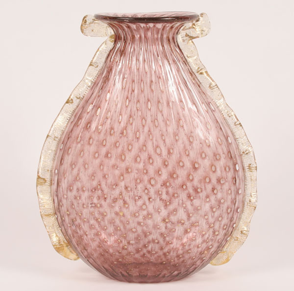 Appraisal: Barovier amethyst Murano art glass vase with controlled bubbles applied