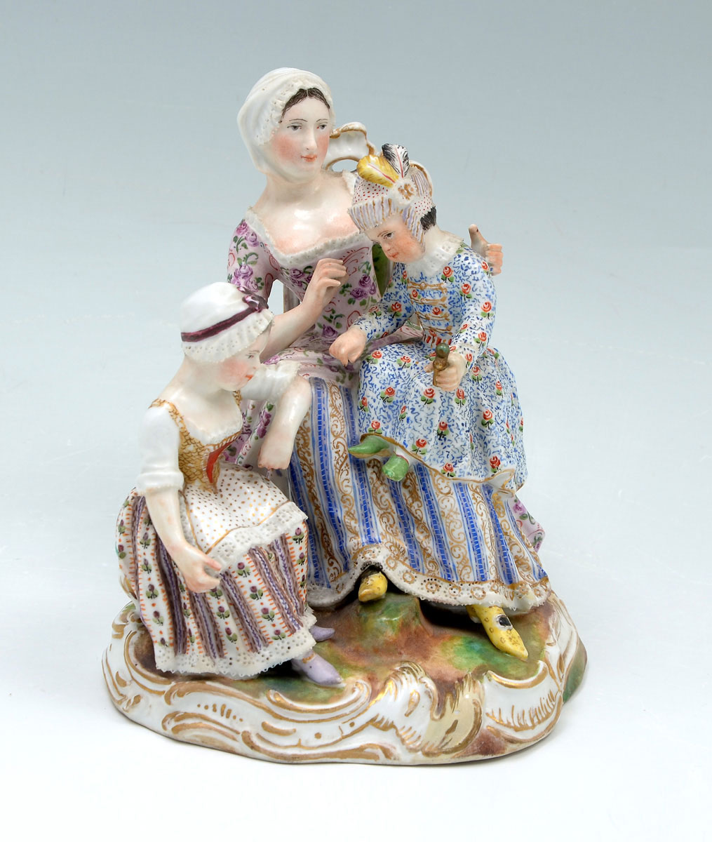 Appraisal: MEISSEN PORCELAIN FIGURAL GROUPING Elaborately painted Meissen porcelain in the