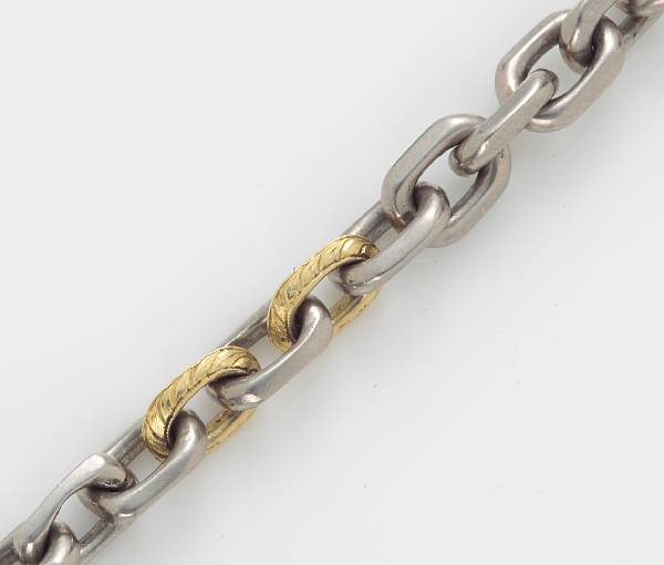 Appraisal: A platinum and eighteen karat gold link chain bracelet weighing