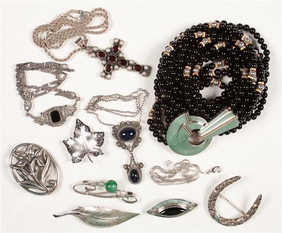 Appraisal: Assortment of silver and stone jewelry silver K yellow gold