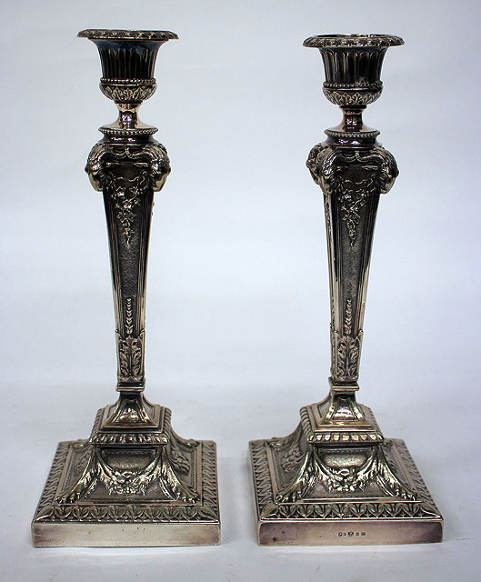 Appraisal: A PAIR OF ELKINGTON CO SILVER CANDLESTICKS each with gadrooned