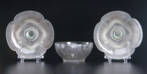 Appraisal: R LALIQUE Pair of candlesticks Pavot clear and frosted and