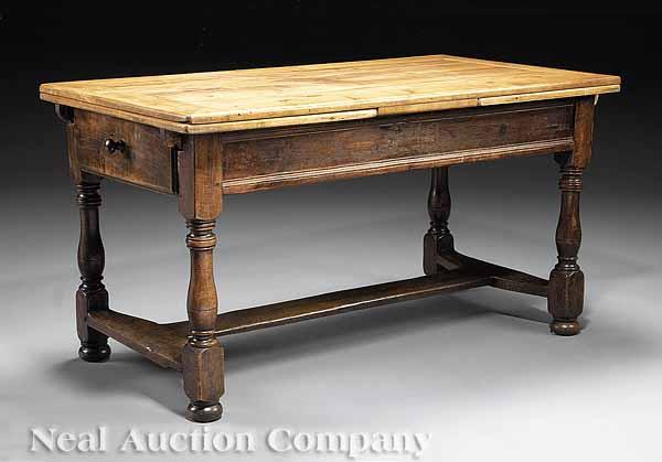 Appraisal: A Good Antique French Provincial Fruitwood Dining Table each end