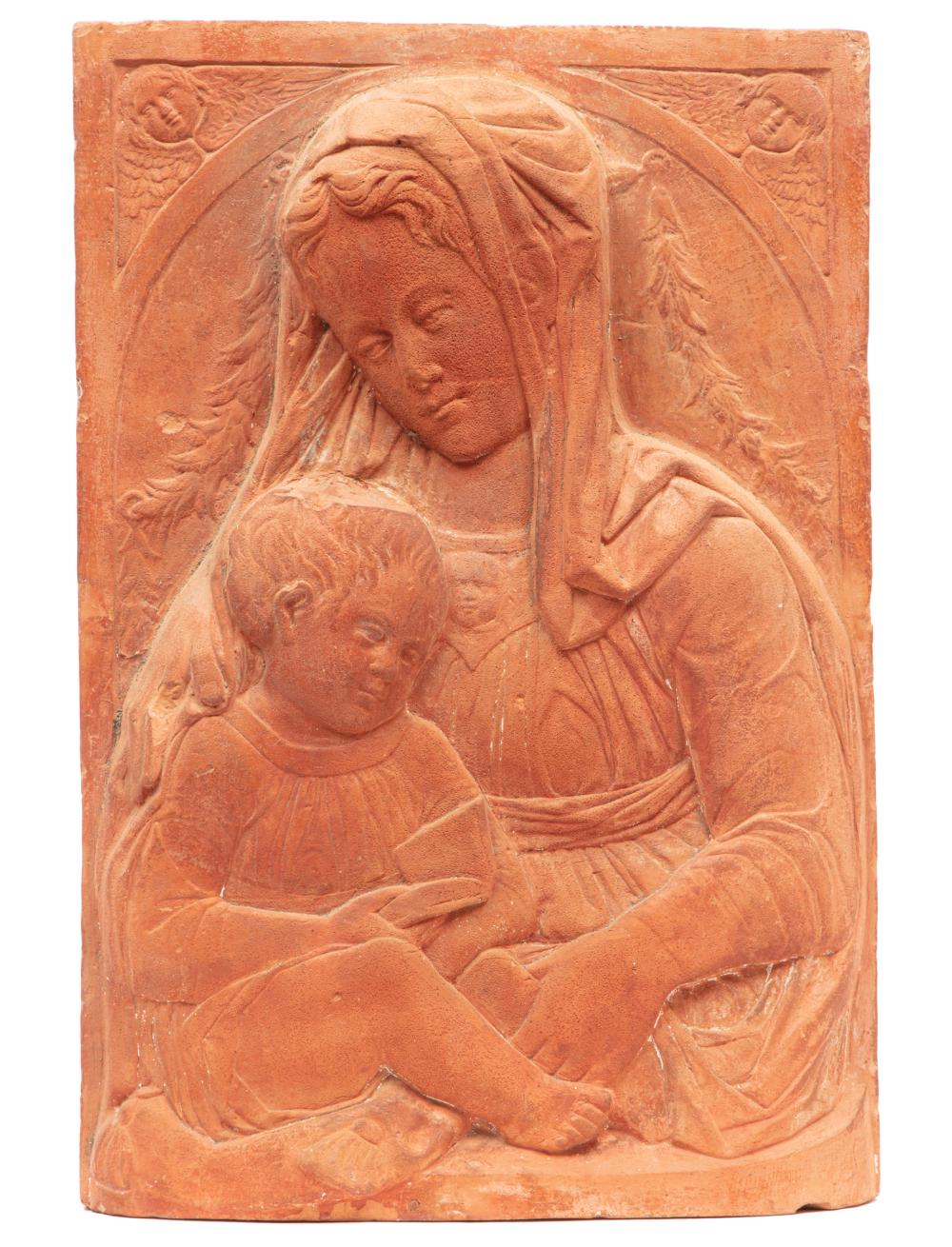 Appraisal: Italian Terracotta Wall Plaque of the Madonna and Child th