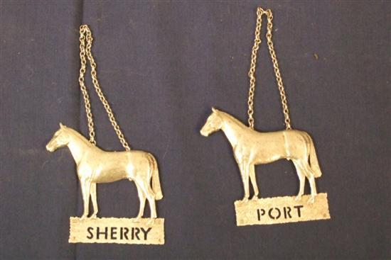 Appraisal: Pair of modern silver 'Port' and 'Sherry' wine labels formed