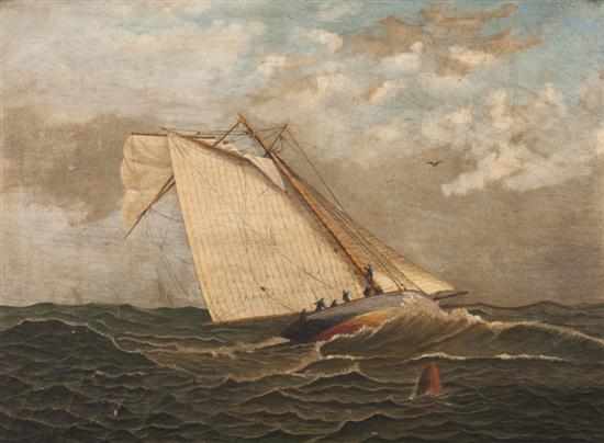 Appraisal: American School th century The Broken Mast oil on cloth