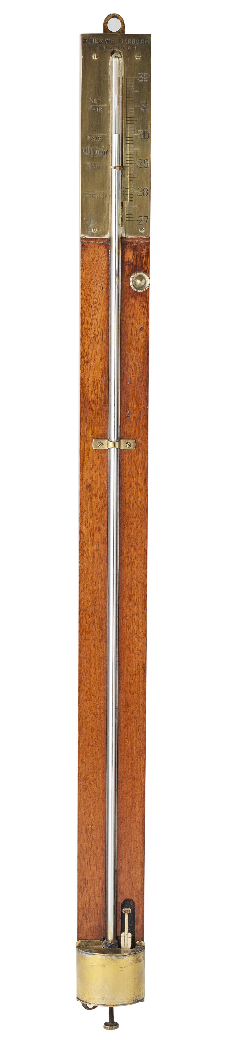 Appraisal: A MAHOGANY AND BRASS MOUNTED STICK BAROMETER BY ADIE WEDDERBURN