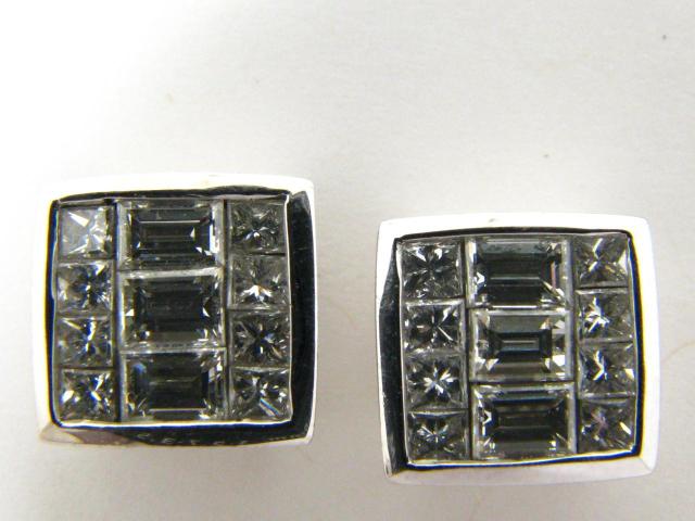 Appraisal: Pair of K White Gold Diamond Earrings with invisible set