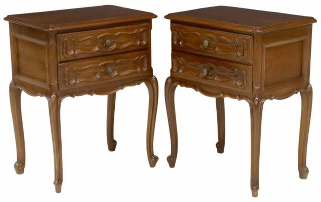 Appraisal: pair Italian Louis XV style walnut bedside cabinets th c