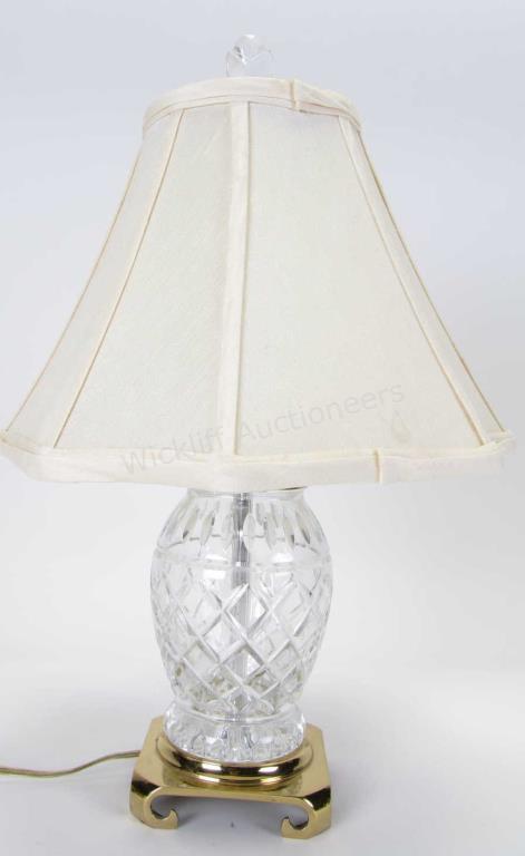 Appraisal: Waterford Crystal Table Lamp cross cut crystal body with footed