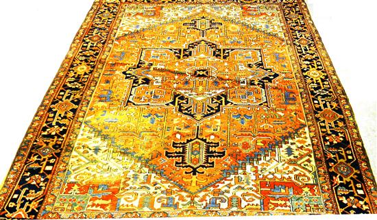 Appraisal: Antique Persian Heriz carpet ' '' x ' salmon blue