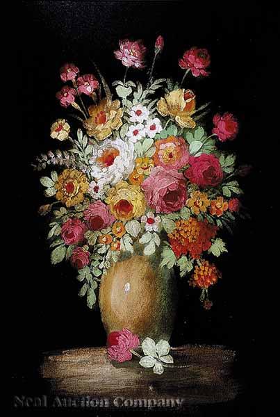 Appraisal: American School mid- th c Bouquet oil on panel unsigned