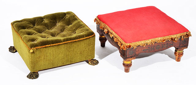 Appraisal: A BRASS INLAID ROSEWOOD FOOTSTOOL IN THE REGENCY STYLE with