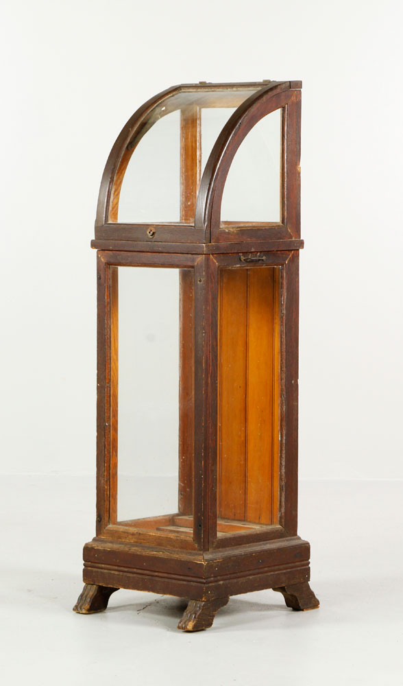 Appraisal: - th C Oak Cane Cabinet th century cane cabinet