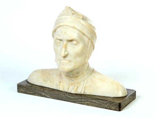 Appraisal: BUST OF DANTE EUROPEAN TH CENTURY Marble unsigned On a