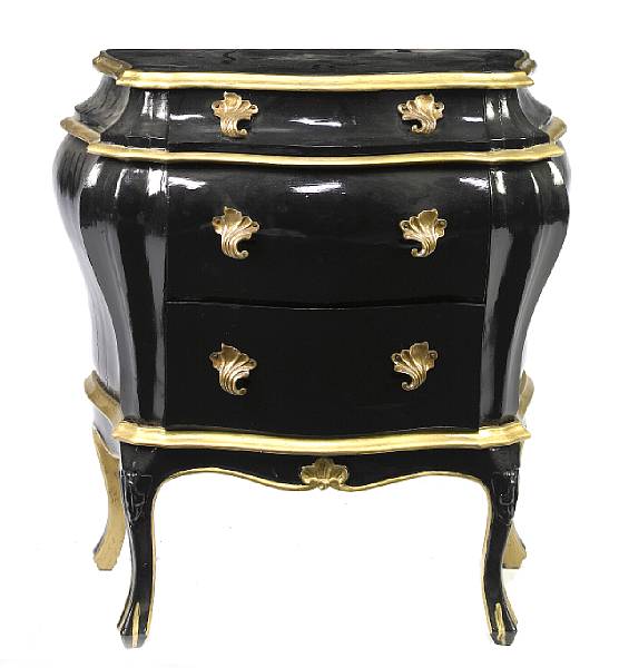 Appraisal: A small Venetian style ebonized commode en tombeau height in