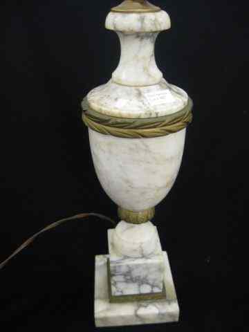 Appraisal: Carved Alabaster Table Lamp classical urnform bronzed trim '' tall