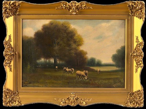 Appraisal: British School Late th Early th Century Sheep Grazing oil