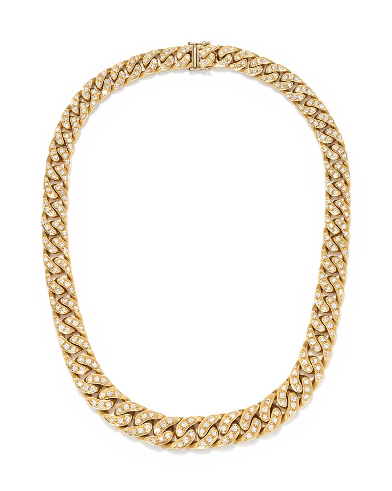 Appraisal: YELLOW GOLD AND DIAMOND NECKLACE YELLOW GOLD AND DIAMOND NECKLACE