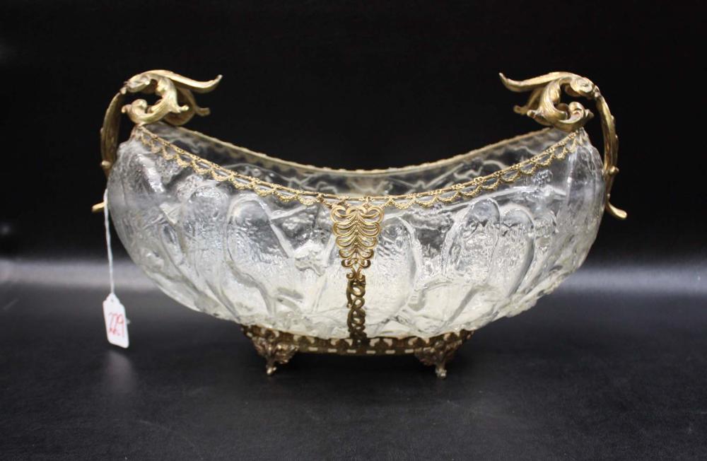 Appraisal: ORMOLU MOUNTED PHOENIX CONSOLIDATED GLASS CENTERPIECE BOWL inspired by Rene