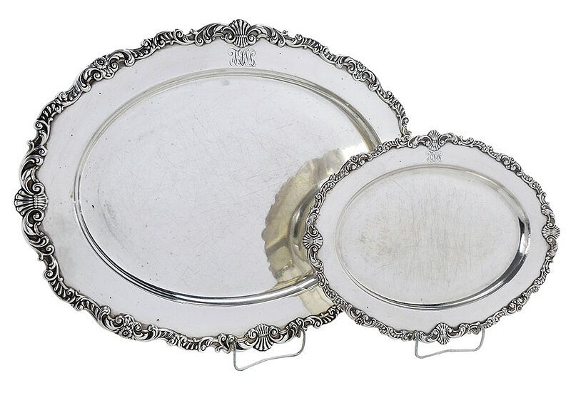 Appraisal: Two Gorham Sterling Oval Trays American both with scroll acanthus