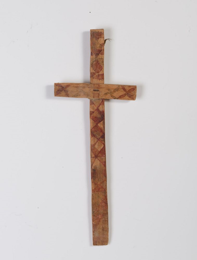 Appraisal: Painted Wooden Cross th Century New Mexico Painted Wooden Cross