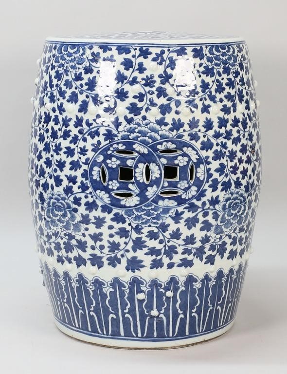 Appraisal: Chinese blue and white porcelain garden seat H x -diameter