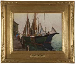 Appraisal: Nell Walker Warner ''Fishing Boats - Gloucester'' sailboats at harbor