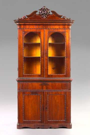 Appraisal: American Rococo Revival Rosewood Secretary-Bookcase mid- th century in two