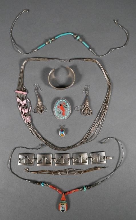 Appraisal: Mixed lot of Native American style jewelry including a Zuni