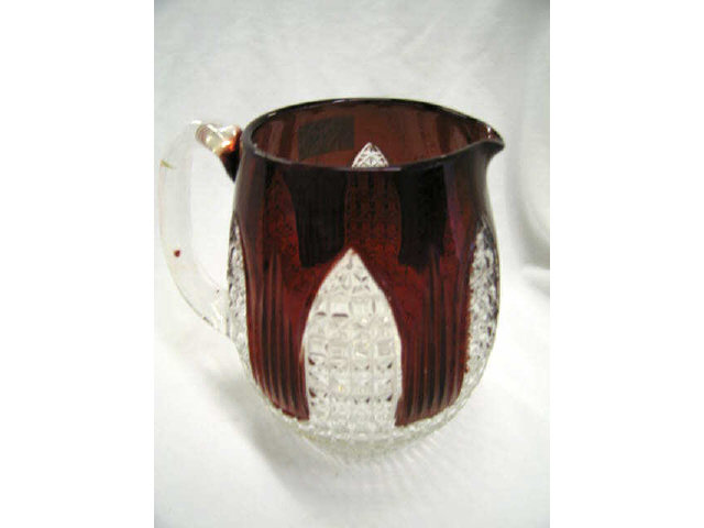 Appraisal: Ruby Flashed Victorian Glass Pitcher