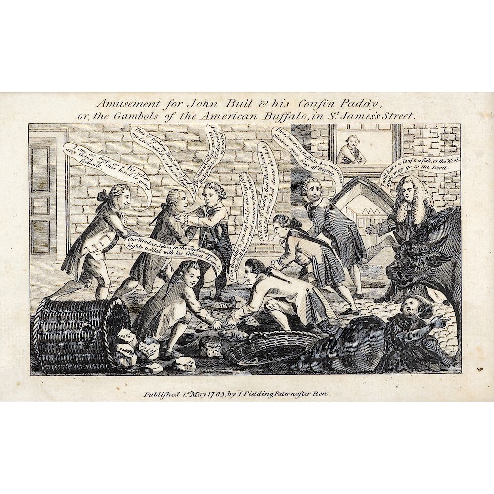 Appraisal: American REVOLUTIONARY WAR Political Cartoon Print John Bull American Revolution