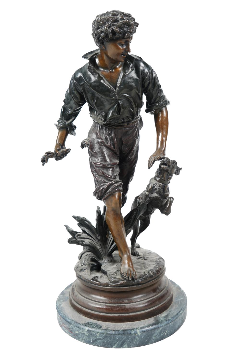 Appraisal: FRENCH FIGURE OF A BOY DOGbronze apparently unsigned with circular