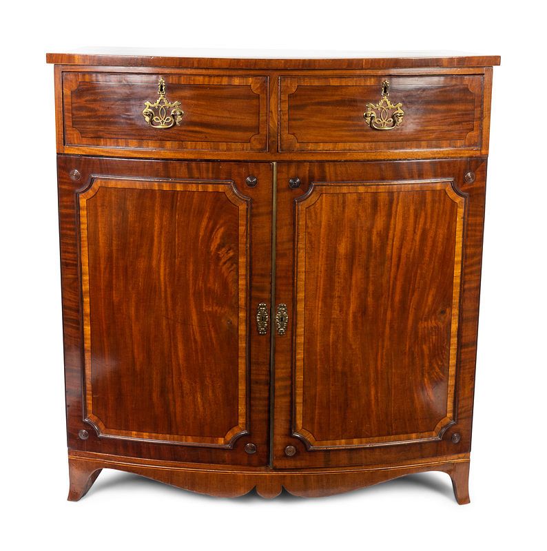 Appraisal: A George III Satinwood Inlaid Mahogany Bow Front Linen Press