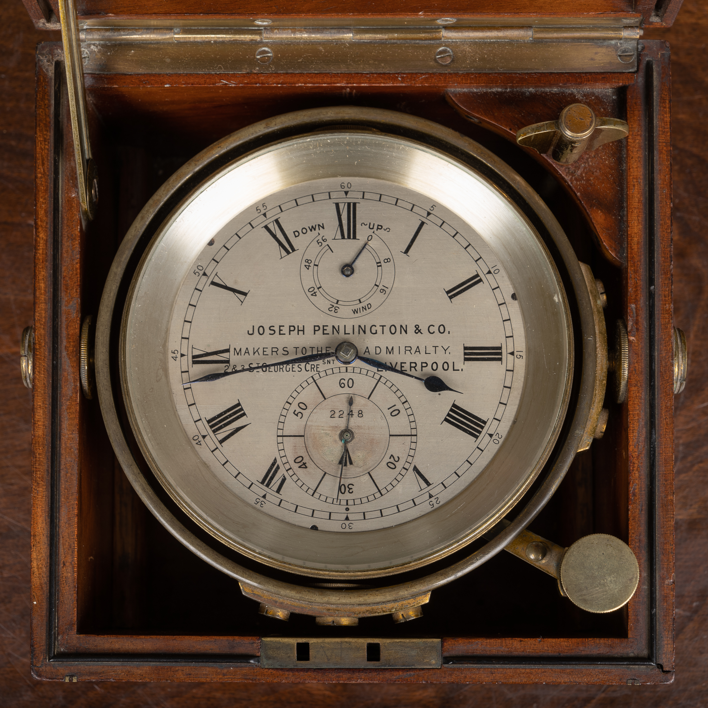 Appraisal: A Victorian mahogany two day marine chronometer the silvered Roman